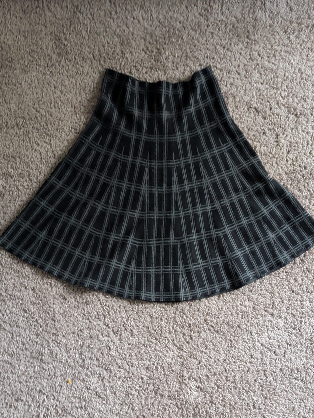 Max Studio Black Plaid Circle Skirt